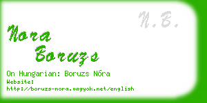 nora boruzs business card